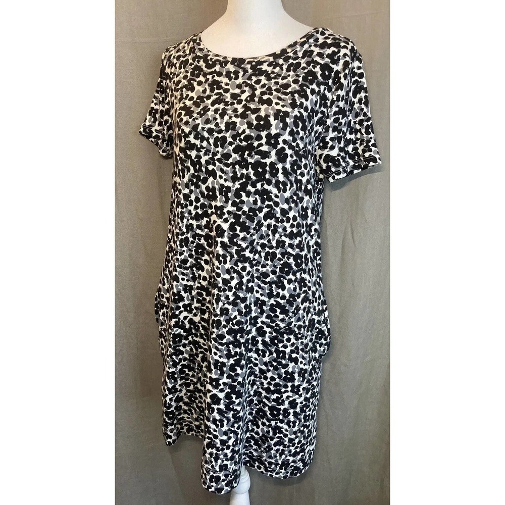 ELLEN TRACY SHORT SLEEVE Pima Cotton ANIMAL PRINT POCKETS DRESS Size Small